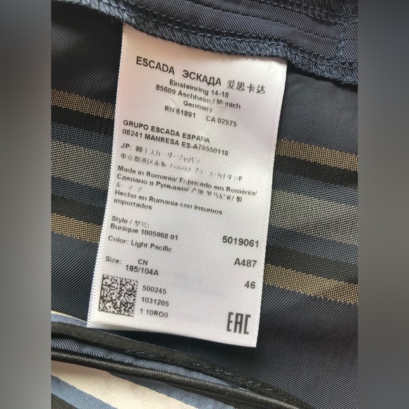 Vintage ESCADA SPORT 16 Oversized silky grey & gold striped  blouse Size EU 46 - Picture 11 of 16